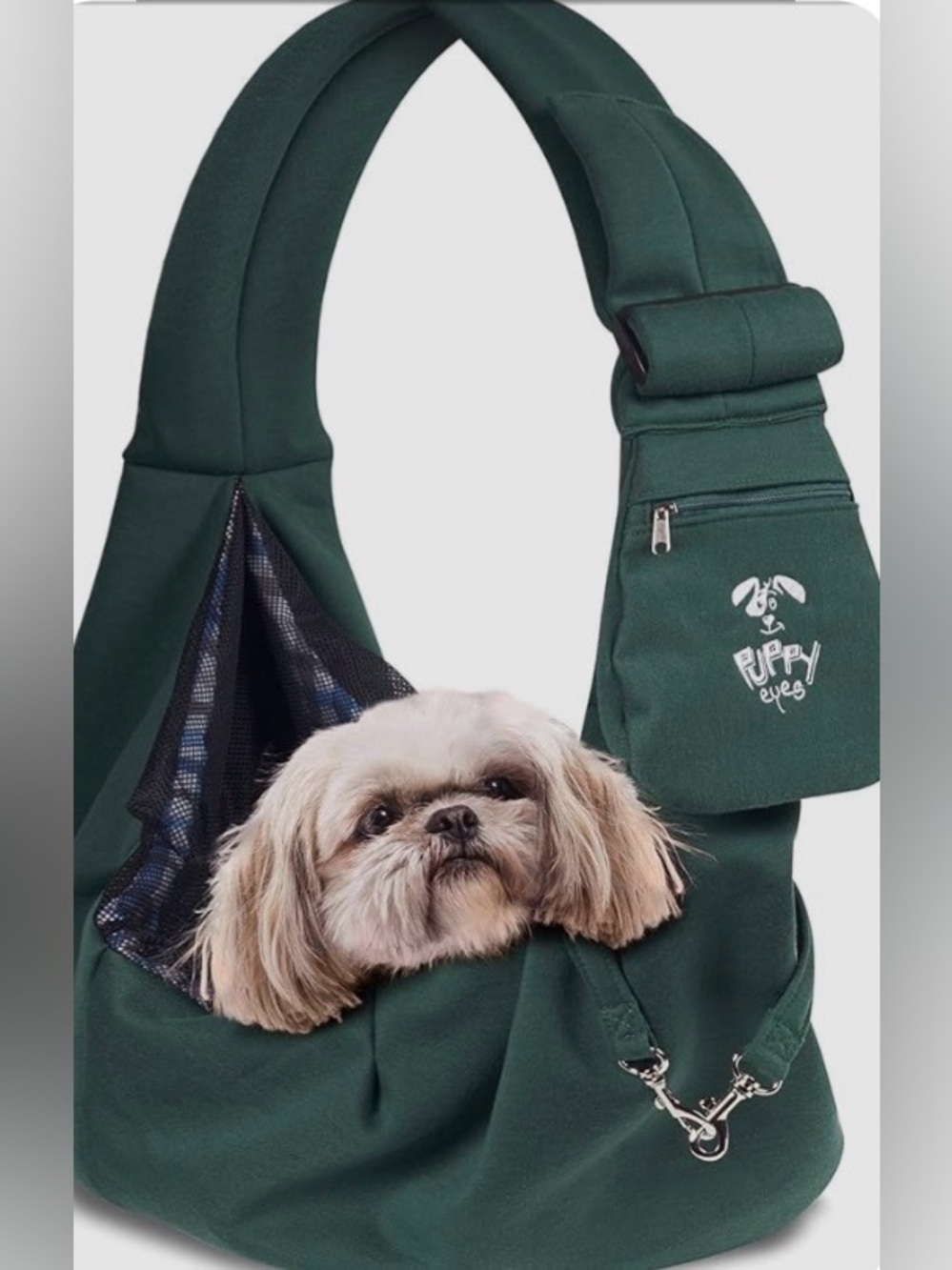 Puppy Eyes Pet Carrier Crossbody Sling with Pocket for Dogs up to 15 pounds S/M